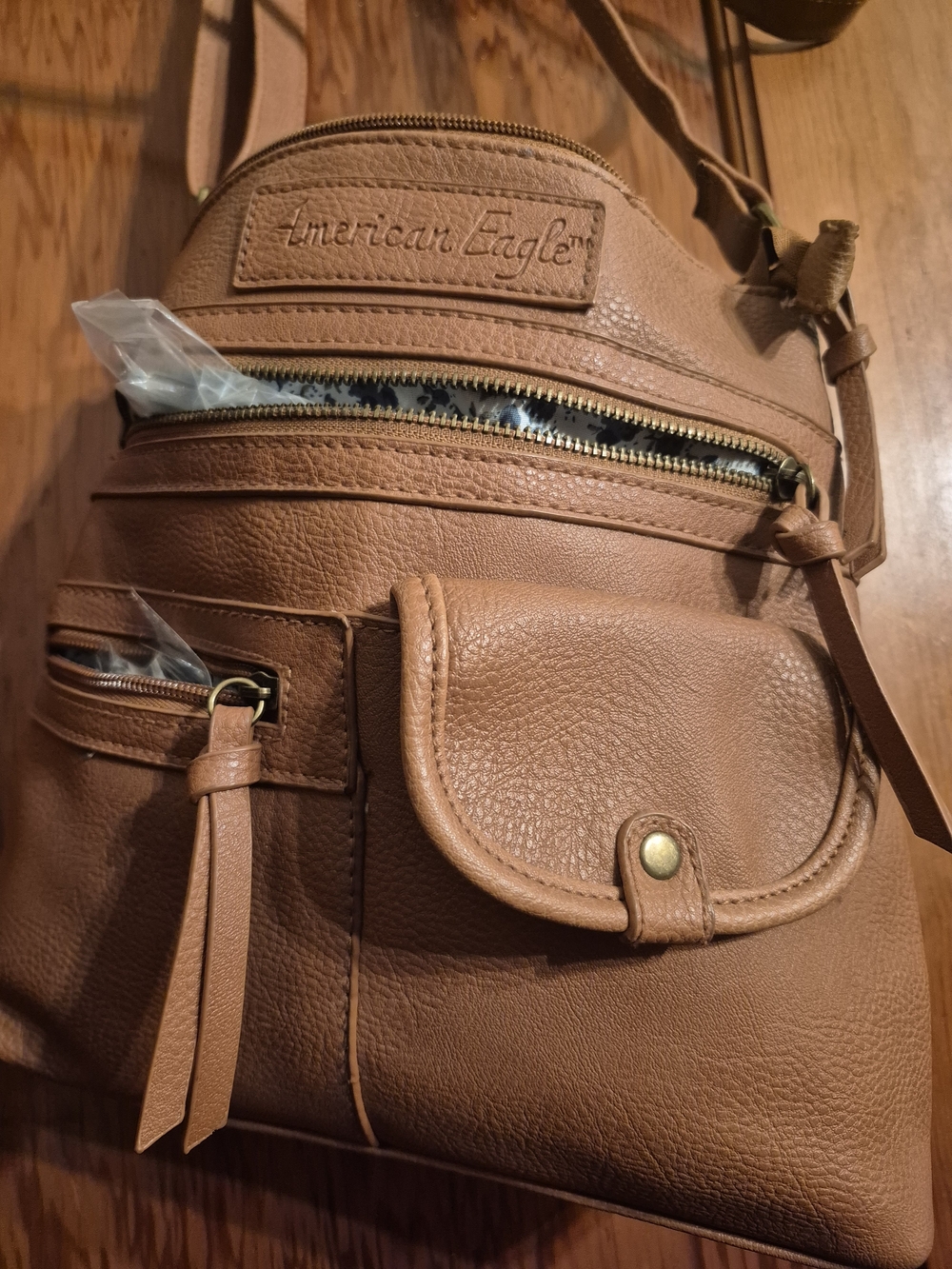 American Eagle Outfitters Cognac Faux-Leather Crossbody Pouch
